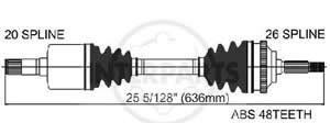 Semieje Garma Toyota Corrolla Manual 03/08 Izq 636mm 26/20