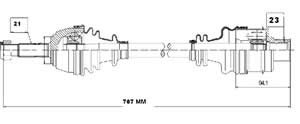 Semieje Garma Renault Clio 1.1 1.2 1.4 90/98 Der 707mm 21/23
