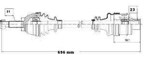 Semieje Garma Renault Express Der 696mm 21/23