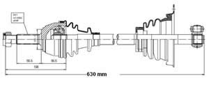 Semieje Garma Renault Clio 2 98/.. Izq 630mm 21/Tr