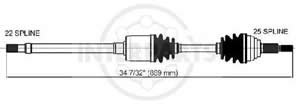 Semieje Garma Peugeot 206/Partner 01/.. Der 869mm 25/22 M330