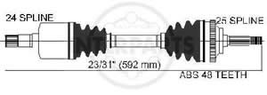 Semieje Garma Peugeot 206/207 HDI 98/ Izq 606mm 25/24 M62mm
