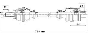Semieje Garma Renault Kangoo 98/.. Der 728mm 21/23