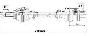 Semieje Garma Renault Kangoo 98/.. Izq 630mm 21/Tr