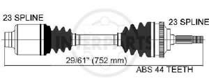 Semieje Garma Renault Megane 1.6 2.0 Abs 44 Der 745mm 23/23